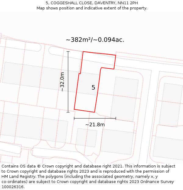 5, COGGESHALL CLOSE, DAVENTRY, NN11 2PH: Plot and title map