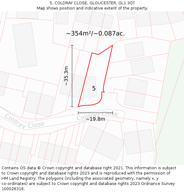 5, COLDRAY CLOSE, GLOUCESTER, GL1 3QT: Plot and title map