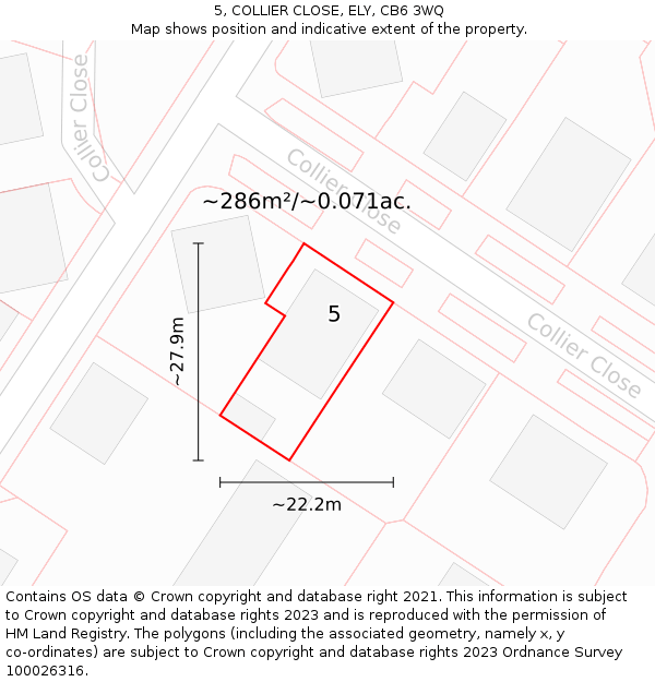 5, COLLIER CLOSE, ELY, CB6 3WQ: Plot and title map