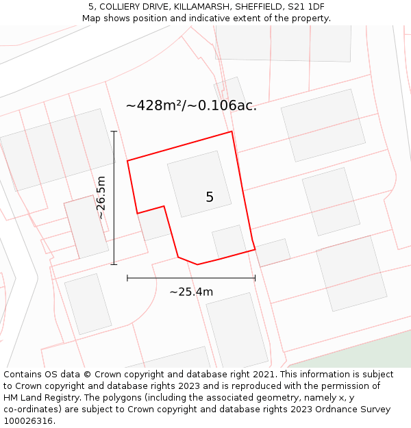 5, COLLIERY DRIVE, KILLAMARSH, SHEFFIELD, S21 1DF: Plot and title map