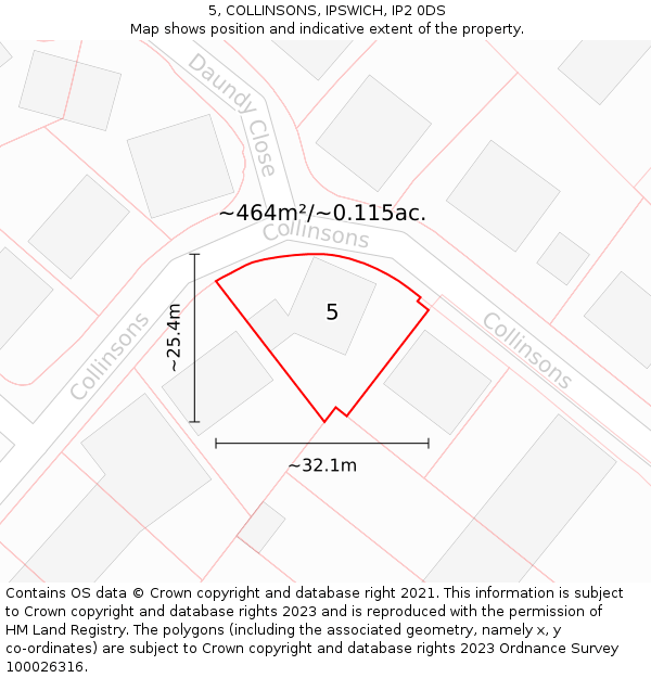 5, COLLINSONS, IPSWICH, IP2 0DS: Plot and title map