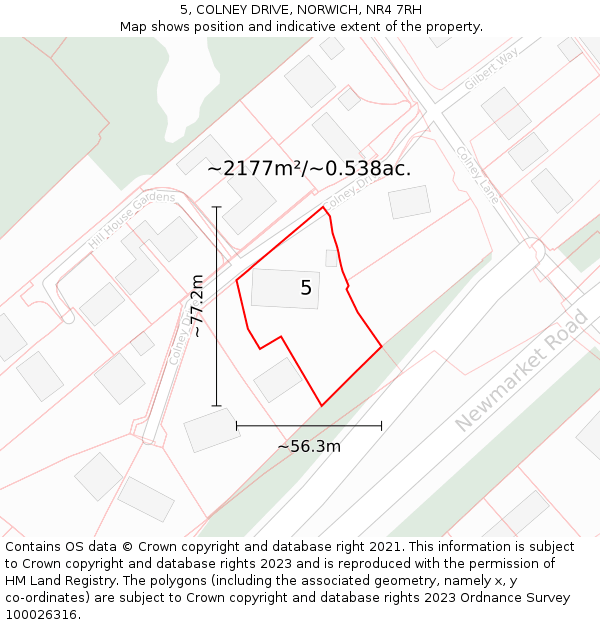 5, COLNEY DRIVE, NORWICH, NR4 7RH: Plot and title map