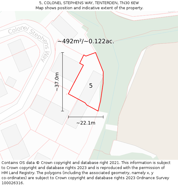 5, COLONEL STEPHENS WAY, TENTERDEN, TN30 6EW: Plot and title map