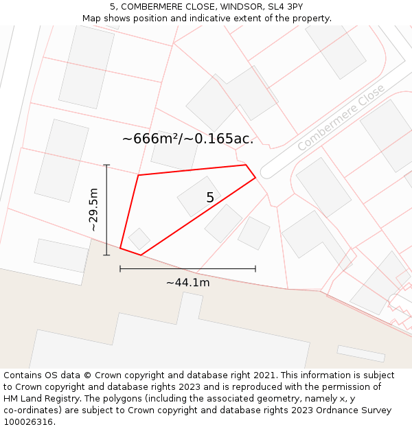 5, COMBERMERE CLOSE, WINDSOR, SL4 3PY: Plot and title map