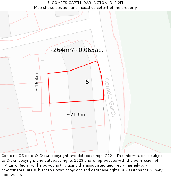 5, COMETS GARTH, DARLINGTON, DL2 2FL: Plot and title map