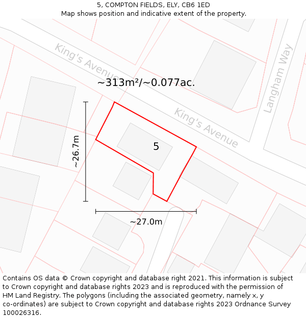 5, COMPTON FIELDS, ELY, CB6 1ED: Plot and title map