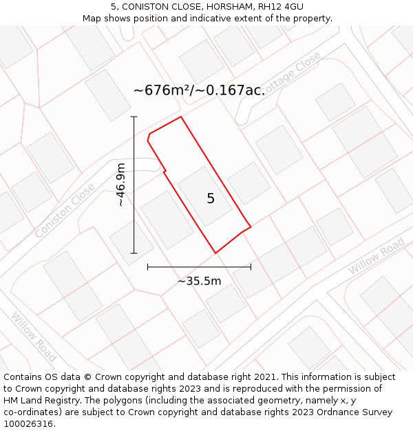 5, CONISTON CLOSE, HORSHAM, RH12 4GU: Plot and title map