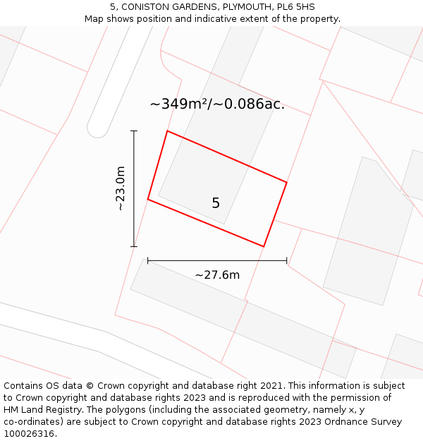 5, CONISTON GARDENS, PLYMOUTH, PL6 5HS: Plot and title map