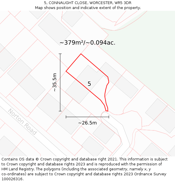 5, CONNAUGHT CLOSE, WORCESTER, WR5 3DR: Plot and title map