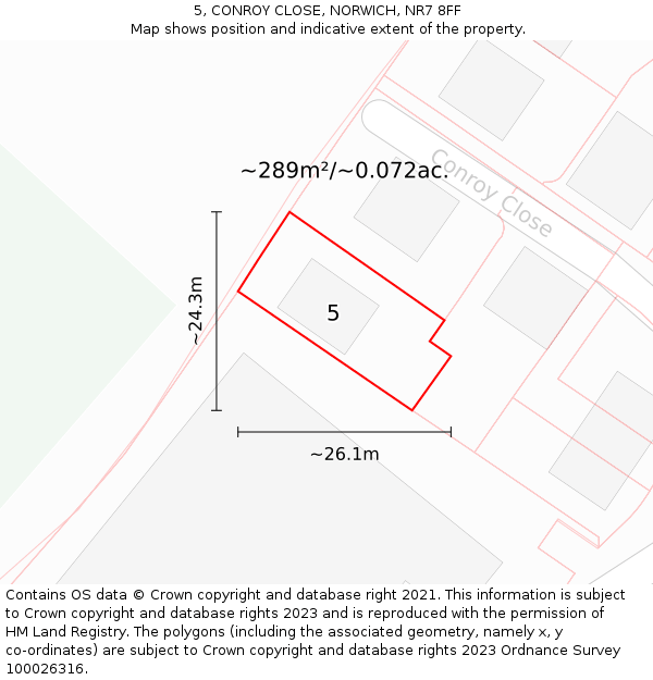 5, CONROY CLOSE, NORWICH, NR7 8FF: Plot and title map