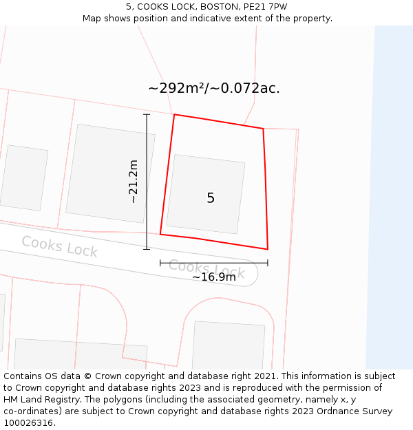 5, COOKS LOCK, BOSTON, PE21 7PW: Plot and title map