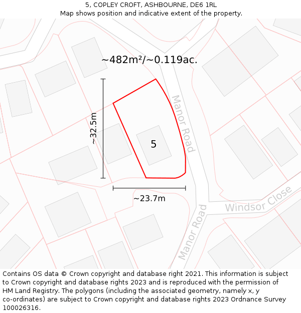 5, COPLEY CROFT, ASHBOURNE, DE6 1RL: Plot and title map
