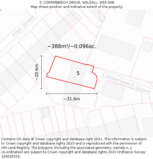 5, COPPERBEECH GROVE, WALSALL, WS9 9AB: Plot and title map