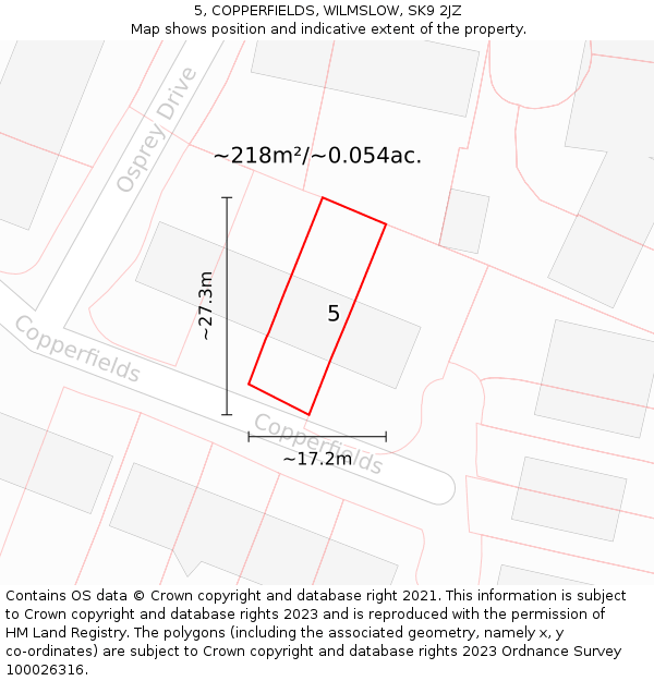 5, COPPERFIELDS, WILMSLOW, SK9 2JZ: Plot and title map