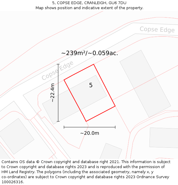 5, COPSE EDGE, CRANLEIGH, GU6 7DU: Plot and title map