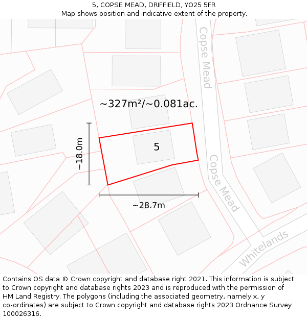 5, COPSE MEAD, DRIFFIELD, YO25 5FR: Plot and title map