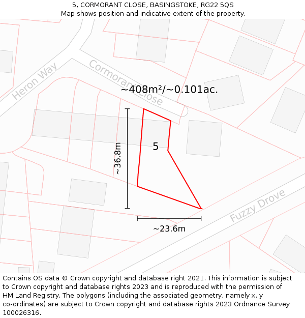 5, CORMORANT CLOSE, BASINGSTOKE, RG22 5QS: Plot and title map