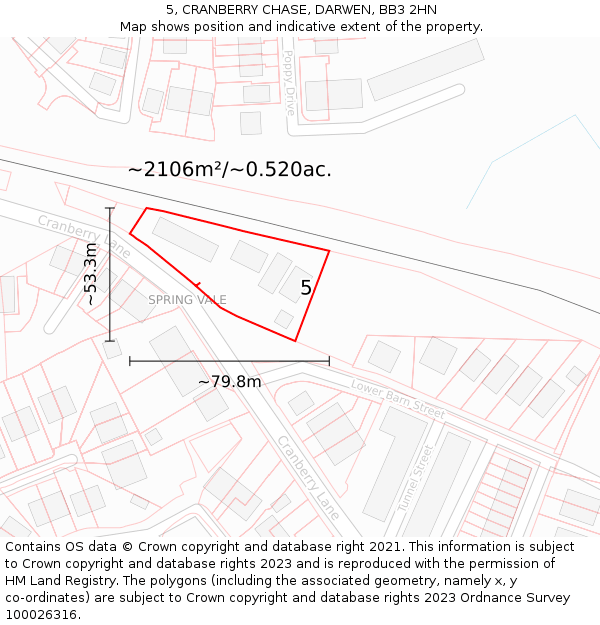 5, CRANBERRY CHASE, DARWEN, BB3 2HN: Plot and title map