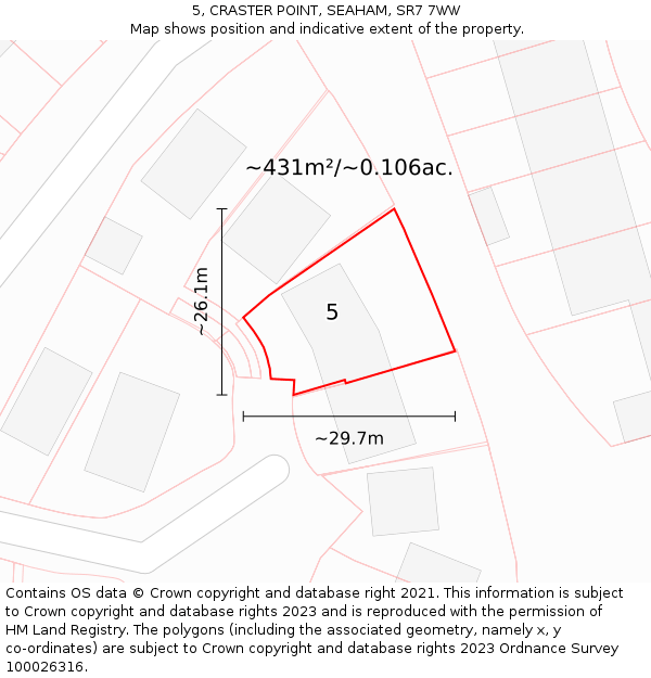 5, CRASTER POINT, SEAHAM, SR7 7WW: Plot and title map