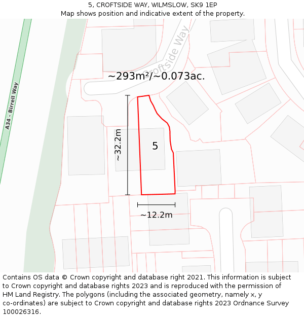 5, CROFTSIDE WAY, WILMSLOW, SK9 1EP: Plot and title map