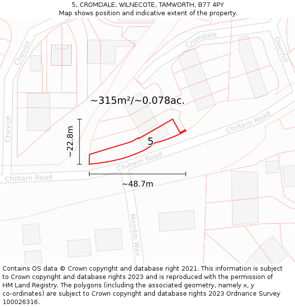 5, CROMDALE, WILNECOTE, TAMWORTH, B77 4PY: Plot and title map