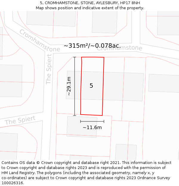 5, CROMHAMSTONE, STONE, AYLESBURY, HP17 8NH: Plot and title map