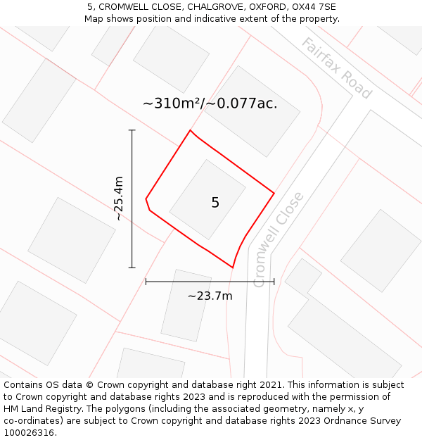 5, CROMWELL CLOSE, CHALGROVE, OXFORD, OX44 7SE: Plot and title map