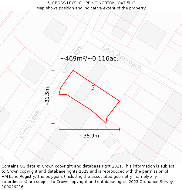 5, CROSS LEYS, CHIPPING NORTON, OX7 5HG: Plot and title map