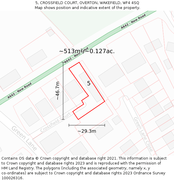5, CROSSFIELD COURT, OVERTON, WAKEFIELD, WF4 4SQ: Plot and title map