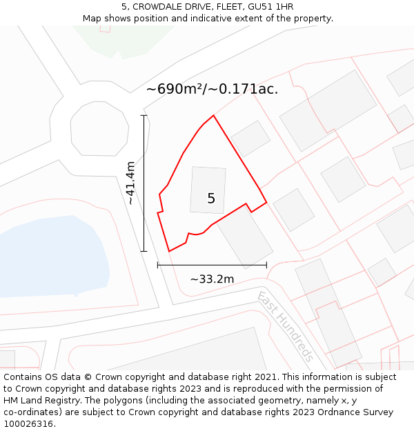 5, CROWDALE DRIVE, FLEET, GU51 1HR: Plot and title map