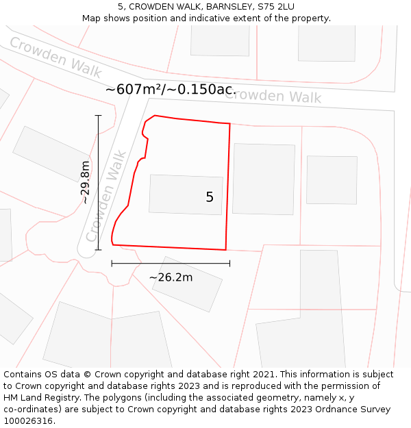 5, CROWDEN WALK, BARNSLEY, S75 2LU: Plot and title map
