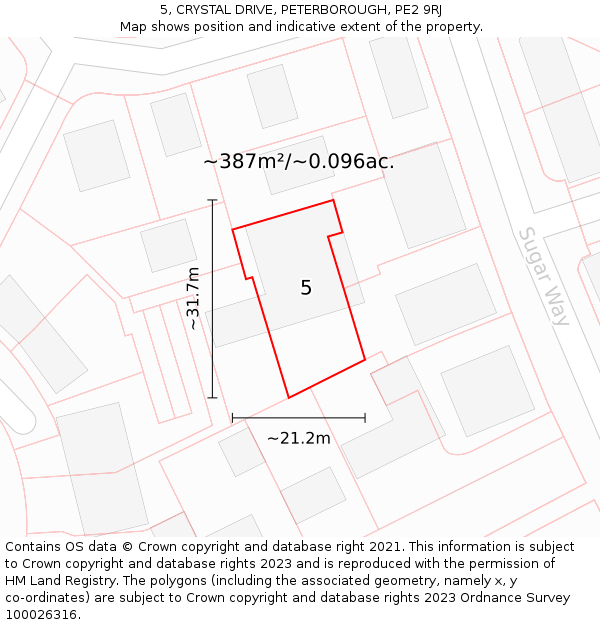 5, CRYSTAL DRIVE, PETERBOROUGH, PE2 9RJ: Plot and title map