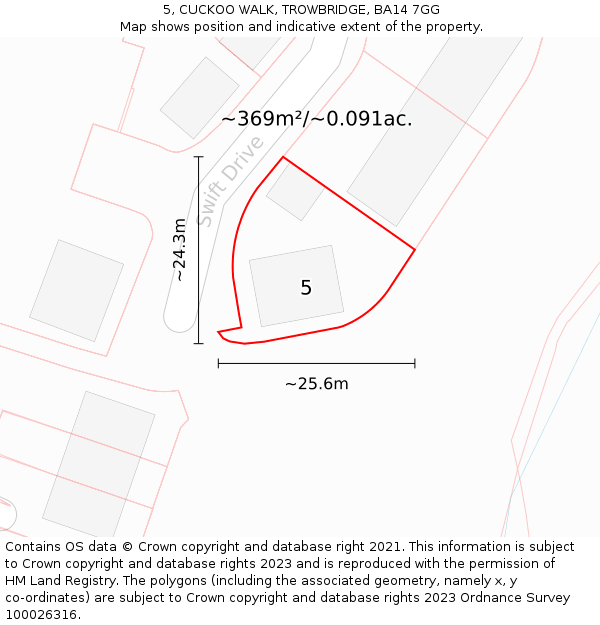 5, CUCKOO WALK, TROWBRIDGE, BA14 7GG: Plot and title map