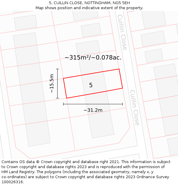 5, CUILLIN CLOSE, NOTTINGHAM, NG5 5EH: Plot and title map