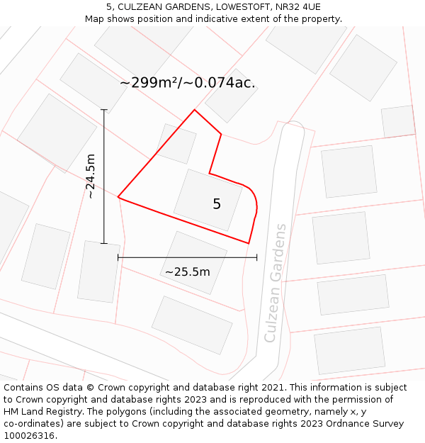 5, CULZEAN GARDENS, LOWESTOFT, NR32 4UE: Plot and title map