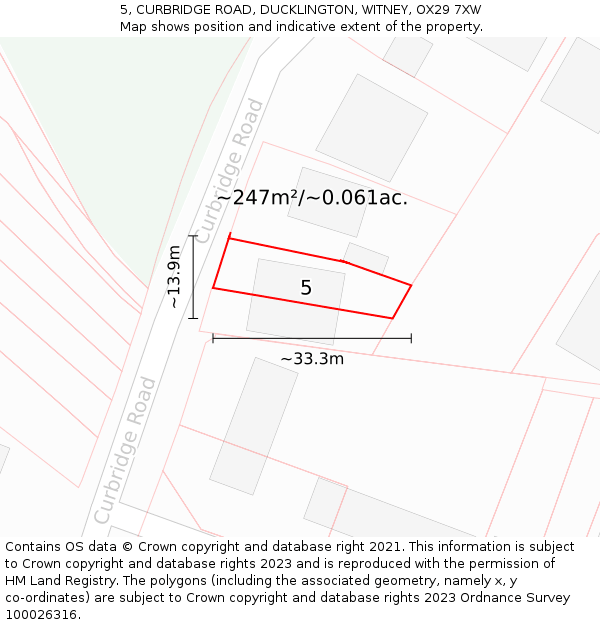 5, CURBRIDGE ROAD, DUCKLINGTON, WITNEY, OX29 7XW: Plot and title map