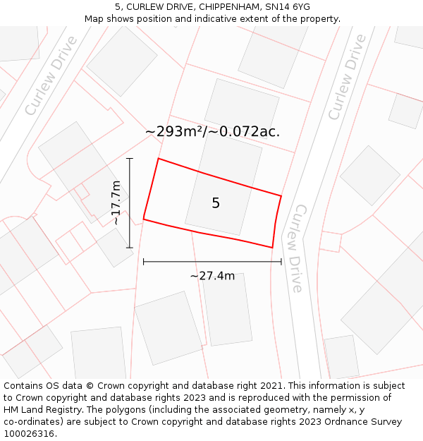 5, CURLEW DRIVE, CHIPPENHAM, SN14 6YG: Plot and title map