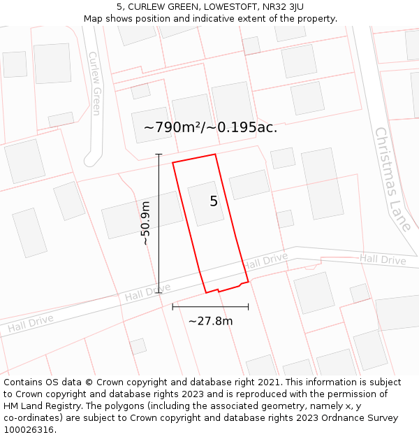 5, CURLEW GREEN, LOWESTOFT, NR32 3JU: Plot and title map