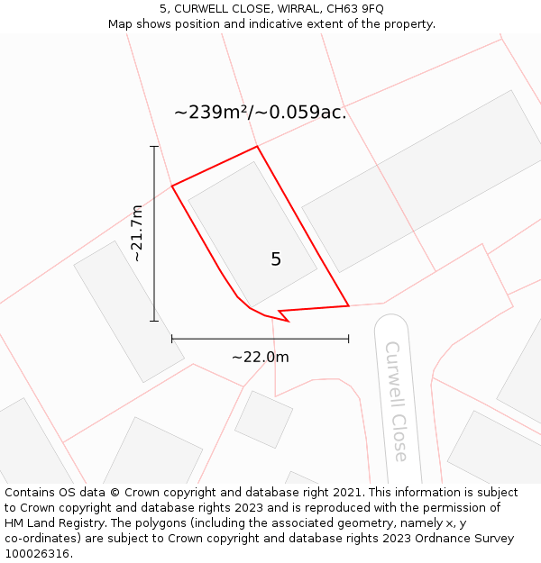5, CURWELL CLOSE, WIRRAL, CH63 9FQ: Plot and title map