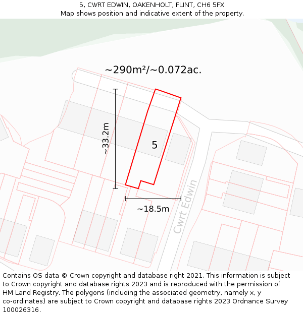 5, CWRT EDWIN, OAKENHOLT, FLINT, CH6 5FX: Plot and title map