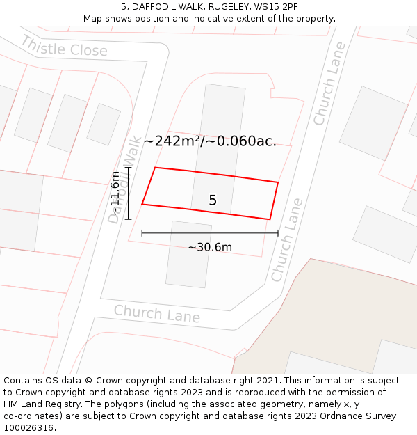 5, DAFFODIL WALK, RUGELEY, WS15 2PF: Plot and title map