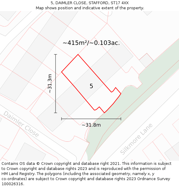 5, DAIMLER CLOSE, STAFFORD, ST17 4XX: Plot and title map