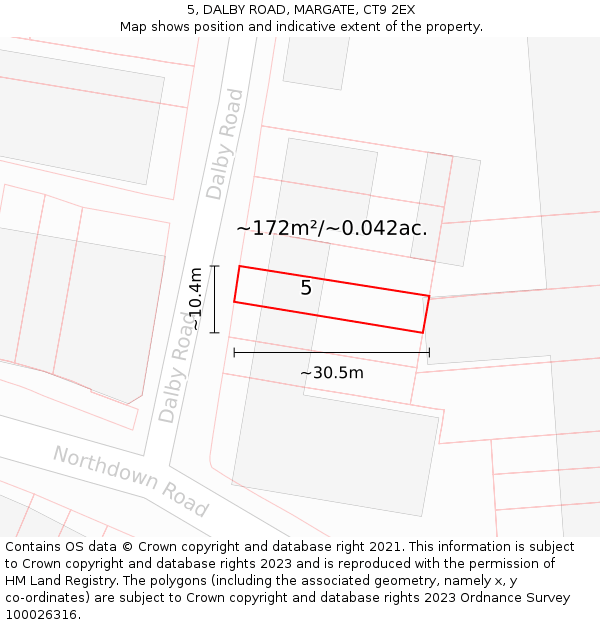 5, DALBY ROAD, MARGATE, CT9 2EX: Plot and title map