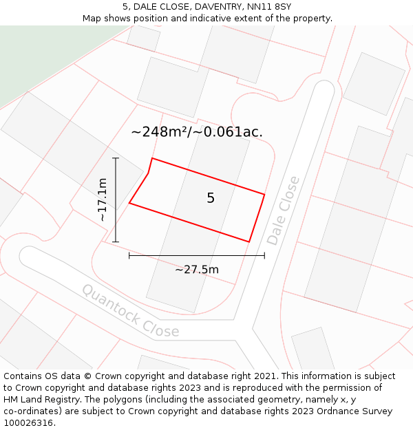 5, DALE CLOSE, DAVENTRY, NN11 8SY: Plot and title map