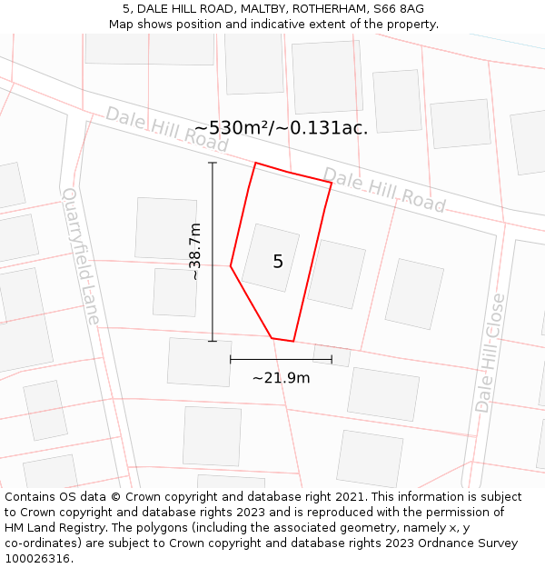 5, DALE HILL ROAD, MALTBY, ROTHERHAM, S66 8AG: Plot and title map