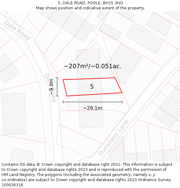 5, DALE ROAD, POOLE, BH15 3NG: Plot and title map
