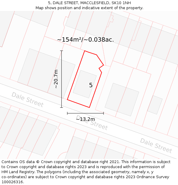 5, DALE STREET, MACCLESFIELD, SK10 1NH: Plot and title map