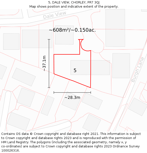 5, DALE VIEW, CHORLEY, PR7 3QJ: Plot and title map