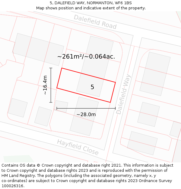 5, DALEFIELD WAY, NORMANTON, WF6 1BS: Plot and title map