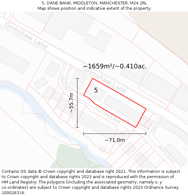 5, DANE BANK, MIDDLETON, MANCHESTER, M24 2RL: Plot and title map